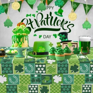 St. Patrick’s Day Theme Design Plastic Foil Table Cloth Disposable Table Cover for Banquet Party and Dining