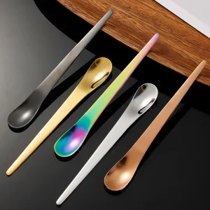 Stainless Steel Flat Coffee Tea Spoon Dessert Small Coffee Scoop Bar Spoon Creative Ice Cream Spoon Kitchen Tableware