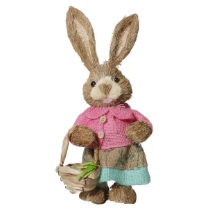 Standing Easter Cute Straw Bunny Figurine Ornaments Christmas Home Decoration Easter Day Party Gifts