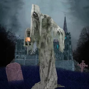 Standing Electric Induction Mechanical Prop Haunted House Horror Halloween Decoration Swinging Ghost Glowing 3D Animated Eyes