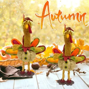 Standing Turkey Ornament for Thanksgiving and Harvest Festival Autumn Decorations