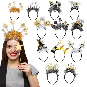 Star Colored Ribbons Elastic Headbands New Year Party Decorations in Different Styles 27.2*21.5cm Hair Bands