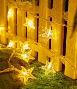 Star Lantern Christmas Ornaments Warm White Copper String Lights Battery Operated Festive Atmosphere