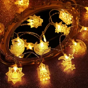 Star Moon Colorful Religious Celebration Eid Mubarak Decorative String Lights Malay Indonesian Atmosphere Decoration