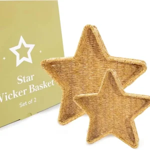Star Shaped PP Wicker Basket Plate Holiday Appetizer Tray Christmas Stars Serving Dishes and Platter Oat Milk PP Resin Wicker