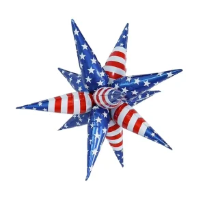 Starburst American Flag Foil Balloon Patriotic Metallic for Independence Day Patriotic Party Decor