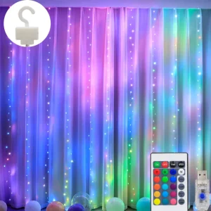 Starlight 16RGB LED String Lights 3m*3m USB Power Supply Indoor Christmas Curtain Decorations IP65 Copper Plastic