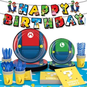 Start the Party Cartoon Game Birthday Party Decoration Children’s Birthday Disposable Party Tableware Set for Party