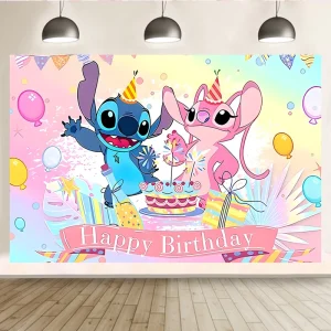 Stitch Backdrop Baby Shower Boy or Girl Party Birthday Decoration Lilo and Stitch Party Banner Backdrop