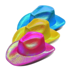 Stock Halloween Christmas Festival Party Hats Cosplay Costume Hats Western Cowboy Style Flashing Light up Pink Cowgirl Hat