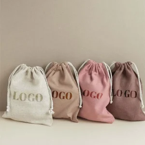 Storage Custom Logo Printed Gift Linen Jewelry Shoe Organic Canvas Cloth Fabric Cotton Small Dust Drawstring Pouch Bag
