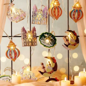String Light with Moon Star Design IP44 LED Commercial Use Festive Decorative Lighting for National Day Christmas Day