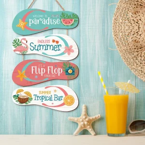Summer Bar Party Seaside Villa American Style Wooden Slipper Shape Wall Decor Sign Wall Hanging