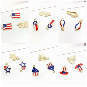 Summer Carnival Jewelry Supplies Multi Style Independence Day Festival Souvenir Gift DIY Jewelry Enamel Alloy Charm Accessory