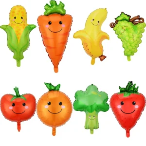Summer Fruits & Vegetables Shaped Foil Balloons, Cartoon Balloons for Wedding, Birthday Party & Kids Events