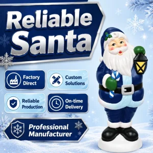 Sun Resistant PP LED Santa Sculpture Vibrant with Color Coating for Christmas Chinese New Year Outdoor Winter Decor