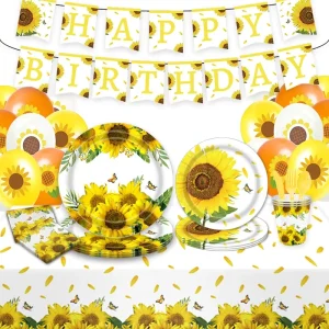 Sunflower Party Decoration Supplies Sunflower Themed Disposable Paper Plate Tableware Set