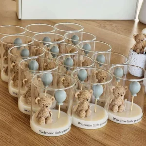 Support Custom Unique Soy Scented Teddy Bear Candles for Baby Shower Gifts Birthday Souvenir