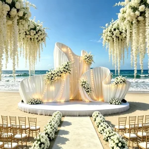 T031 Luxury Organza Wedding Backdrop Wedding Decoration Supplies New Design Art Installation