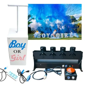 TNT Eco Friendly Push Button Control Electronic Confetti Powder Cannon Four Tubes Outdoor Wedding Party Fireworks Gender Reveal