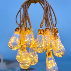 TSINYE Solar Edison Bulb String Lights Waterproof Warm White Jute Rope Outdoor Patio Garden Backyard Dusk to Dawn Auto On Off
