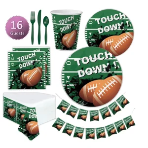 Tableware Disposable Cake Forks Cups Plates for Office Gathering with Green Forks