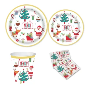 Tableware Set Christmas Party Supplies Disposable Plate napkins cups Christmas tableware