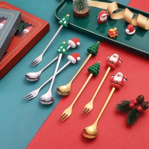 Tableware Set for Holiday Decorations and Supplies Christmas Decorations Gold Knife and Fork