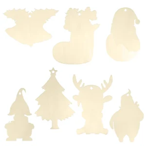 Tailai Eco Friendly Wood Retro Christmas Ornaments Hanging Painting Desktop Art Toys Laser Engraved Blank Decoration Custom Logo