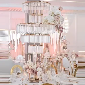 Tall Gold Metal & Acrylic Flower Stand with Easy Assembly for Wedding Centerpieces Party Home Decor Customizable Shape