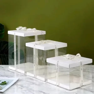 Tall Transparent Plastic Gift Box Transparent Cake Box Square Wedding Popular Bakery Cake Box