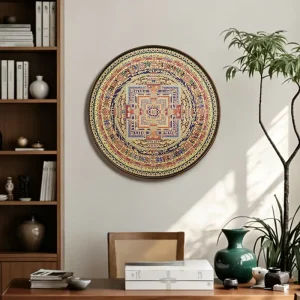 Tangka Hanging Picture of Xizang’s Vajra Mandala Brass Solid Wood Pure Handmade Movable Chinese Style for Living Room Porch