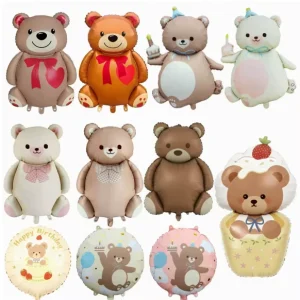 Teddy Bear Foil Balloons Standing Mylar Helium Cake Bear Birthday Balloon Valentine Wedding Party Decoration Supply