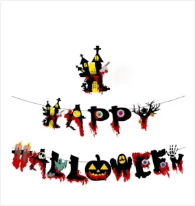 Terrifying Haunted House Decoration Bloody Pumpkin Skeleton Paper Halloween Banner Party Festival Supplies