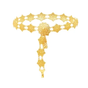 Thai Ethnic Belly Chain Golden Flower Belt Dai Minority Style Alloy Gold Plated Body Jewelry Women Wedding Party Gift Boho