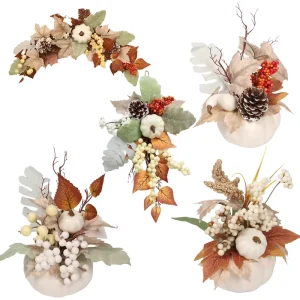 Thanksgiving Autumn Harvest Festival Wreath Eco Friendly Handmade Farmhouse Style Tabletop Decor Faux Maple Leaves