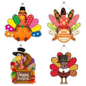 Thanksgiving Child Security Turkey Pumpkin Wall Hanging Decor with Custom Logo for Front Door