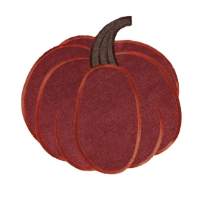 Thanksgiving Day Autumn Decorations Harvest Pumpkins Embroidered Round Cutwork Placemats for Dining Table