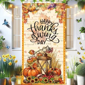 Thanksgiving Harvest Portable Lightweight Door Banner Seasonal Autumn Decor for Farmhouse Front Door Party Ornament