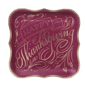 Thanksgiving Modern Environment Friendly 10 Piece Disposable Paper Plates Scalloped Edge Autumn Fall Party