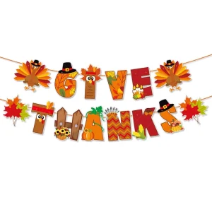 Thanksgiving Party Supplies Decoration Maple Leaf Letter Glitter Banner Backdrop Festival Party Decor