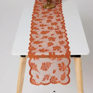 Thanksgiving Table Runner 13×72 Inch Maple Leaves Lace Harvest Table Cover Fall Party Tableware and Decorations