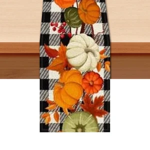 Thanksgiving Tablecloth Digital Printing Warm Pumpkin Pattern Banquet Hall Theme Decoration