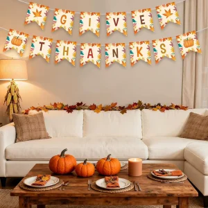 Thanksgiving Theme Party Banners Autumn Harvest Festival Party Decorations Turkey Pumpkin Bunting Garland Home Wall Door Decor
