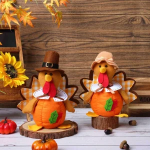 Thanksgiving Turkey Doll Decoration Cute Classic Style Maple Leaf Harvest Festival Rudolph Ornaments Polyester