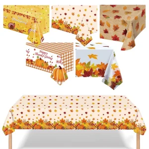 Thanksgiving Turkey Pumpkin Maple Leaf Theme Party Decorations Disposable Table Cloth Tablecloth