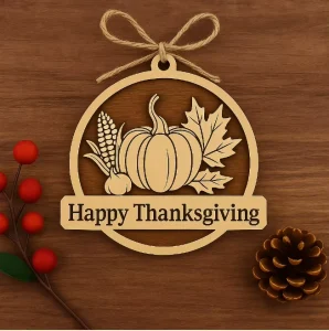 Thanksgiving Wooden Ornament with Pumpkins Maple Leaves Turkeys Thanksgiving Hanging Plaque Thanksgiving Wooden Sign