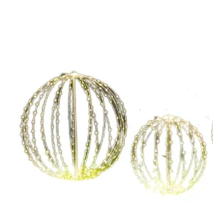 The Best Christmas Decorations Indoor Hanging 3D Iron Wire Ball Light with 100 Warm Mini LED String