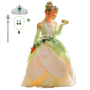 The Frog Princess Costume for Kids Tiana Carnival Role Playing Dresses Princess Dress Girl Party Dress Children’s Par