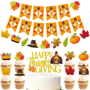 Theme Thanksgiving Decoration Set Party Supplies Cute Turkey Letter Banner Harvest in Autumn Party